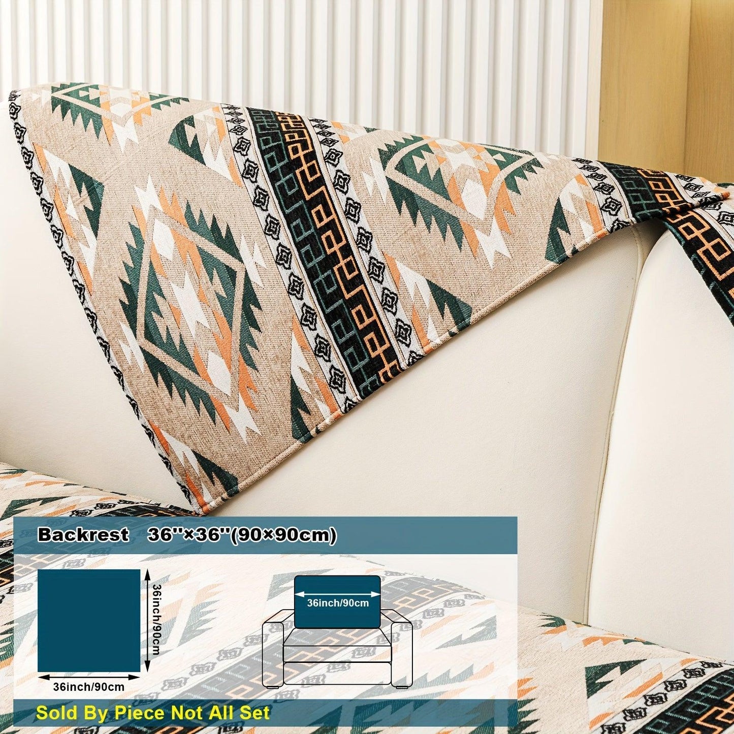 Boho Couch Cover - Chic Snow Chenille Sofa Slipcover