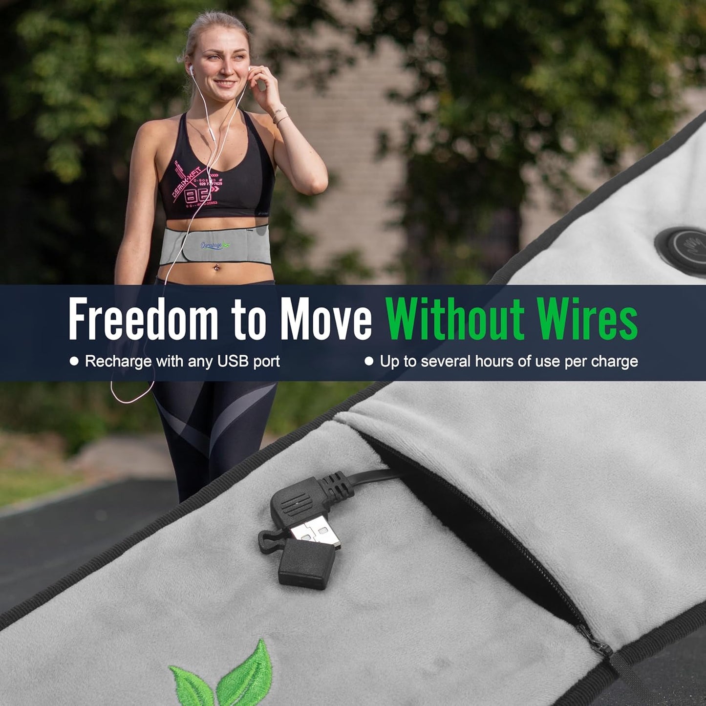 Durasage Cordless Heating Pad for Back Pain Relief – Portable Infrared Waist Belt with 3 Adjustable Heat Settings, USB Rechargeable, Wearable Wrap for Lower Back - Comfort & Lightweight