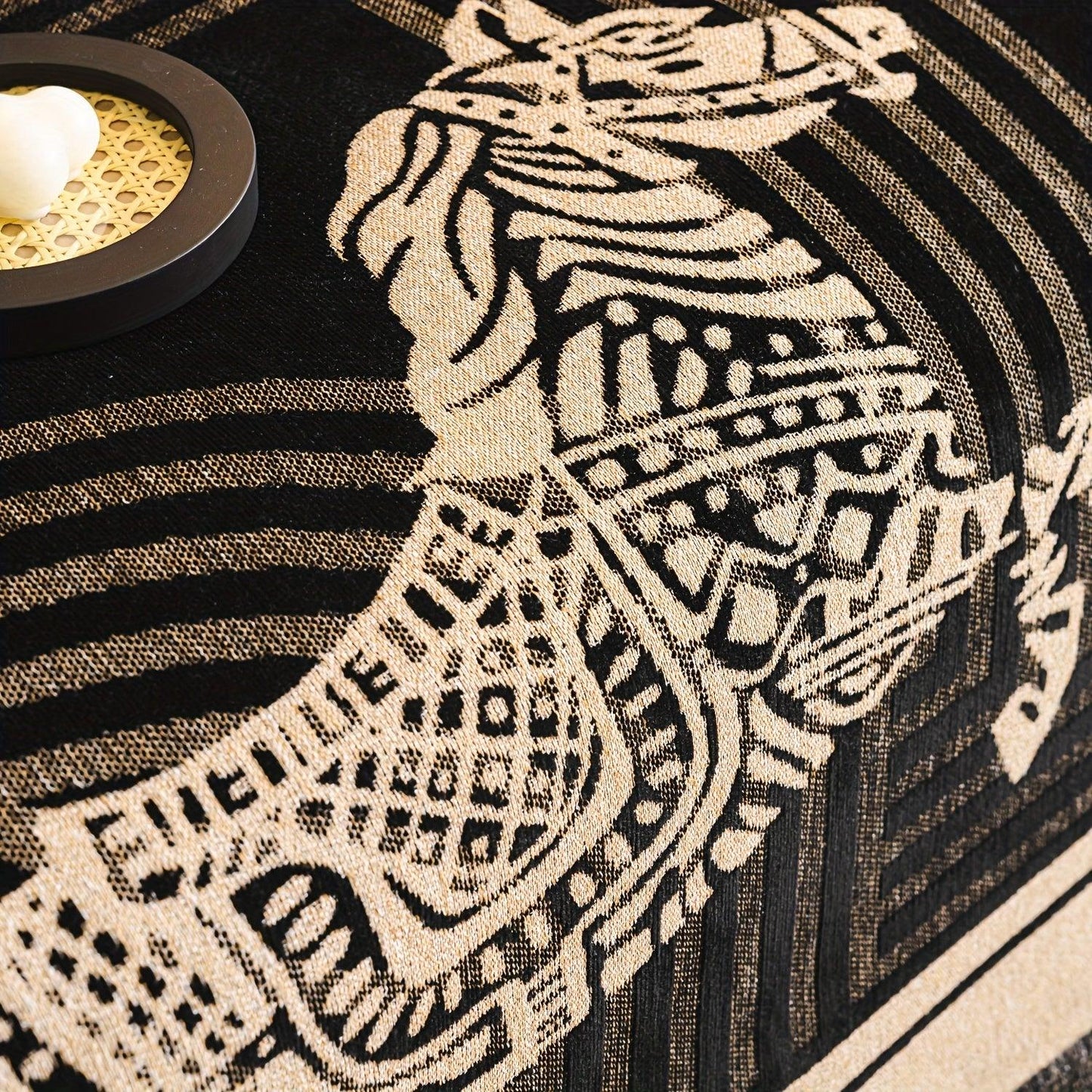 Luxurious Chenille Horse Design Sofa Cover Decor in Orange & Green