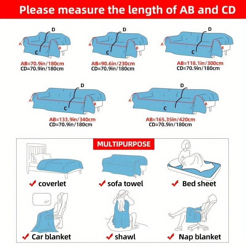 Luxurious Chenille Horse Design Sofa Cover Decor in Orange & Green