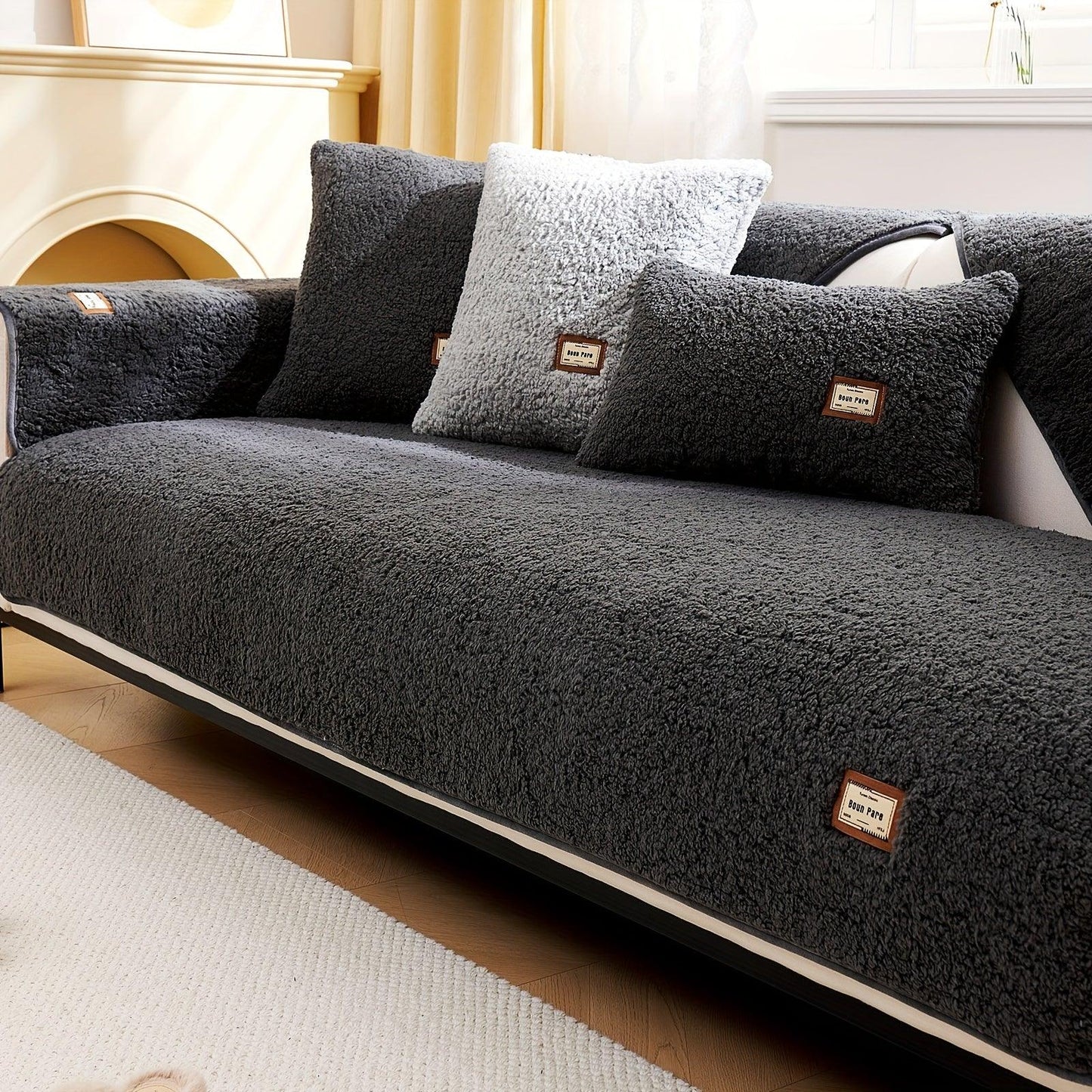 Durable 3 cushion couch cover | High-Quality Plush Sherpa Sofa Cover