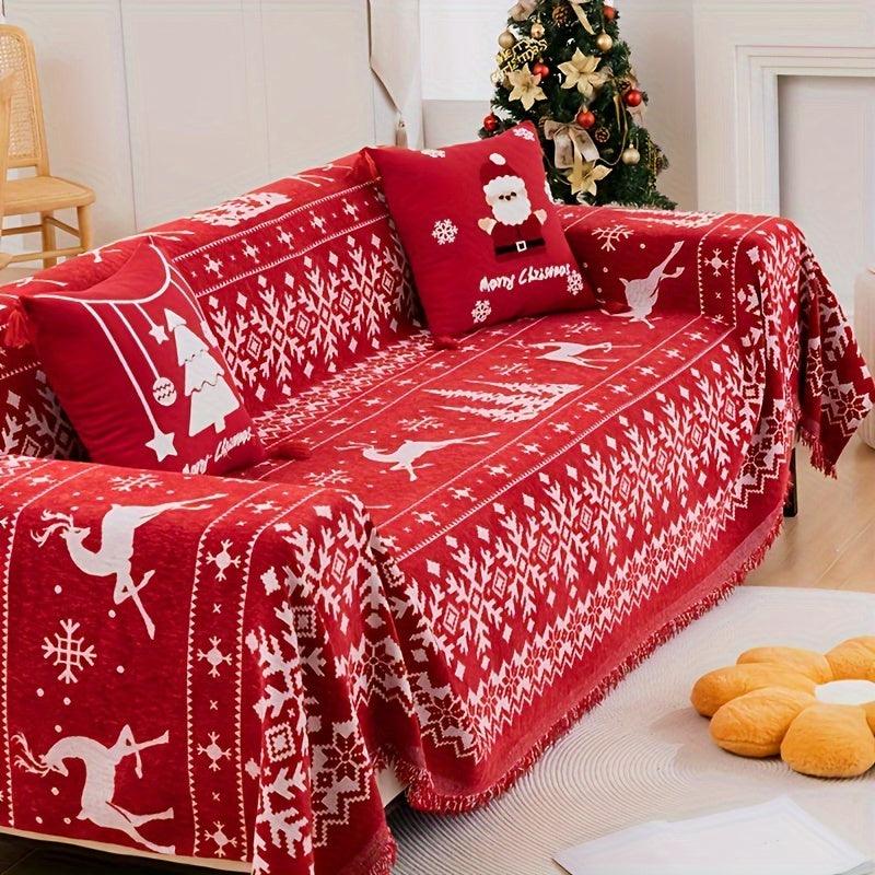 Festive Red Christmas Sofa Cover | Slipcovers for Couches (1-4 Seats)