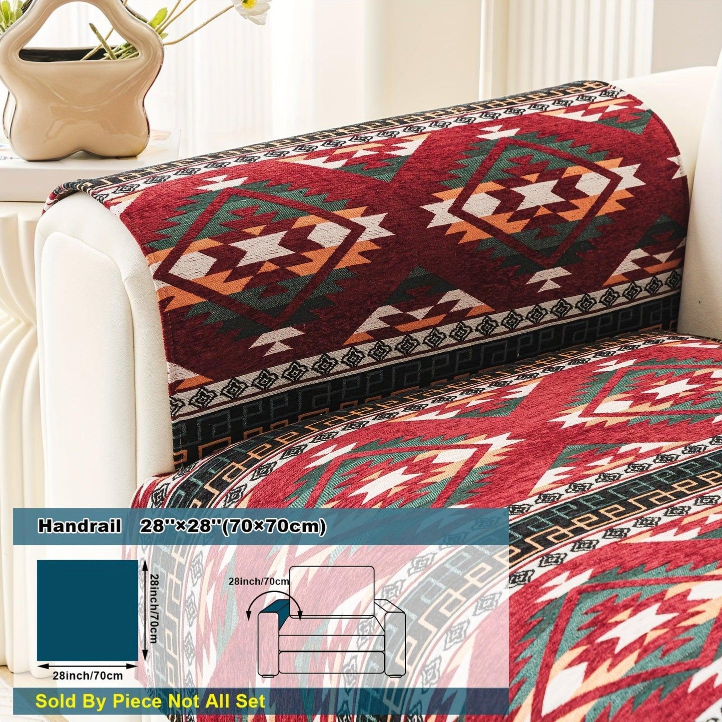 Boho Couch Cover - Chic Snow Chenille Sofa Slipcover