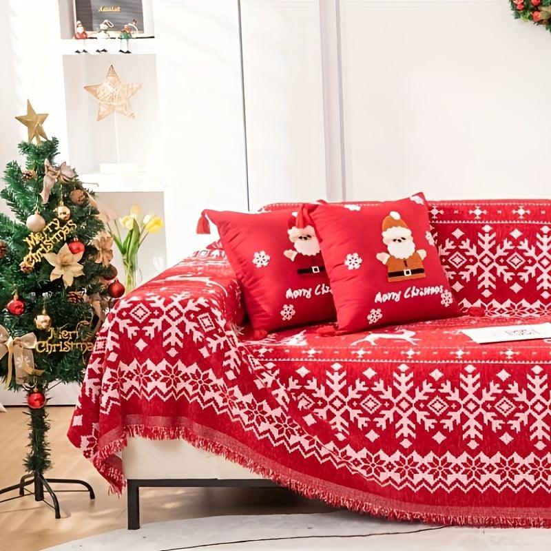 Festive Red Christmas Sofa Cover | Slipcovers for Couches (1-4 Seats)