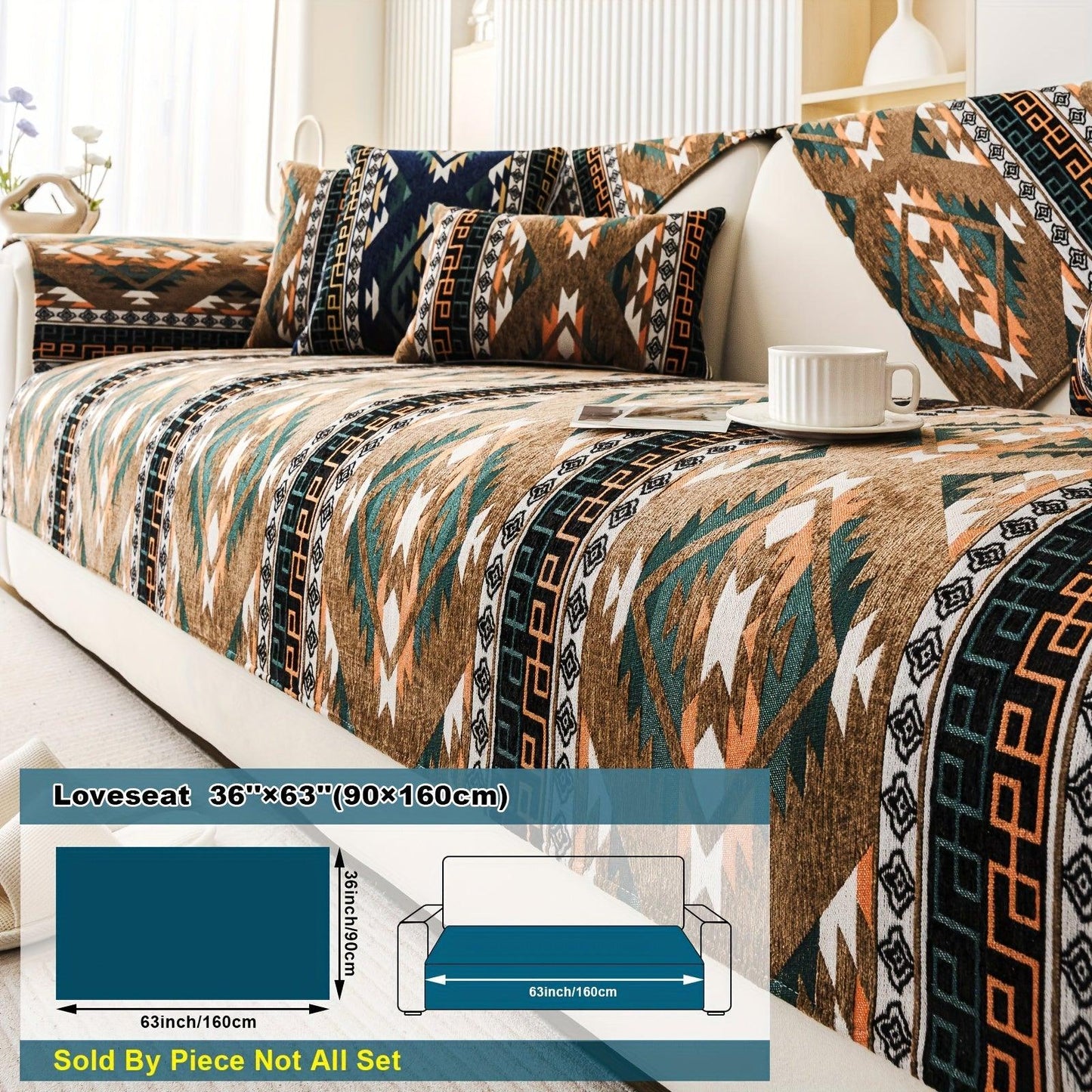 Boho Couch Cover - Chic Snow Chenille Sofa Slipcover