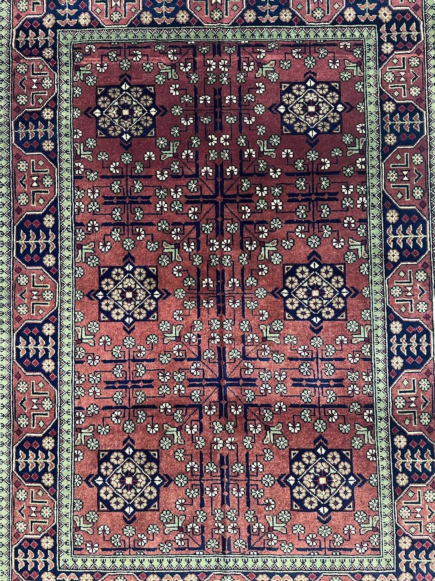 Hand-Knotted Bukharayi Rug – Brown 59” x 40” | Traditional Afghani Wool Rug