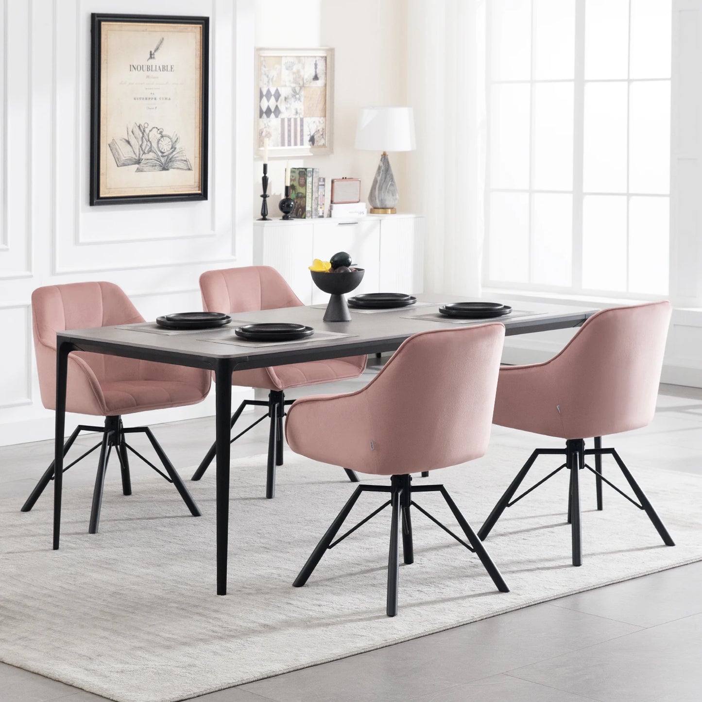 VelvetWhirl Comfort Dining Duo – 2PCS Swivel Upholstered Armchair Set for Kitchen & Living Harmony