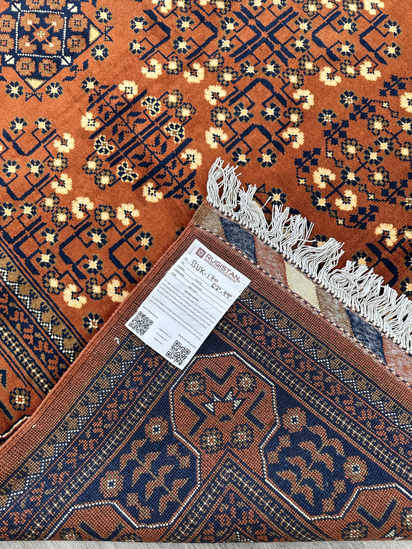 Hand-Knotted Afghani Bukharayi Rug | 6'7" x 10' Wool Area Carpet – Traditional Geometric Design