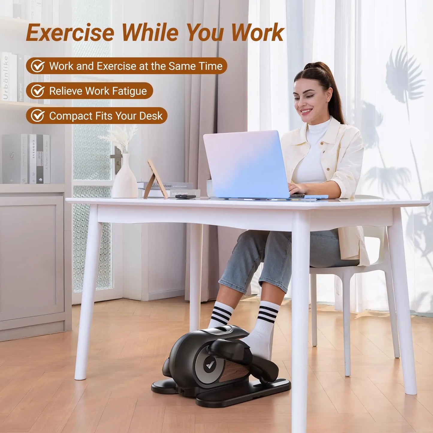 MERACH E32 Luxe Motion Elliptical – Whisper-Quiet Under Desk Trainer with Digital Display & 12-Speed Adaptive Flow