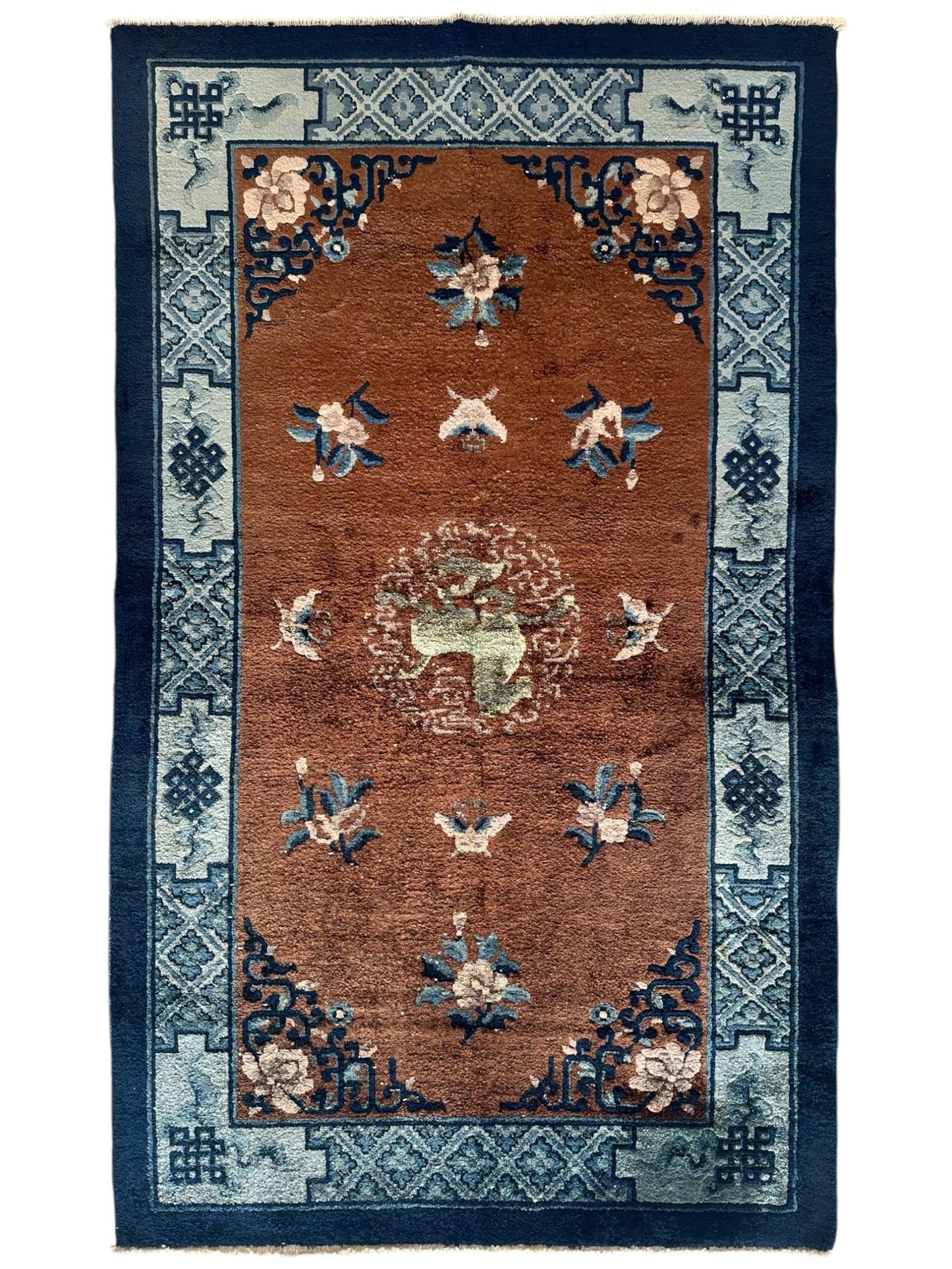 Hand-Knotted Chinese Silk Peking Rug – 3’ x 5’ – Luxurious Floral Design