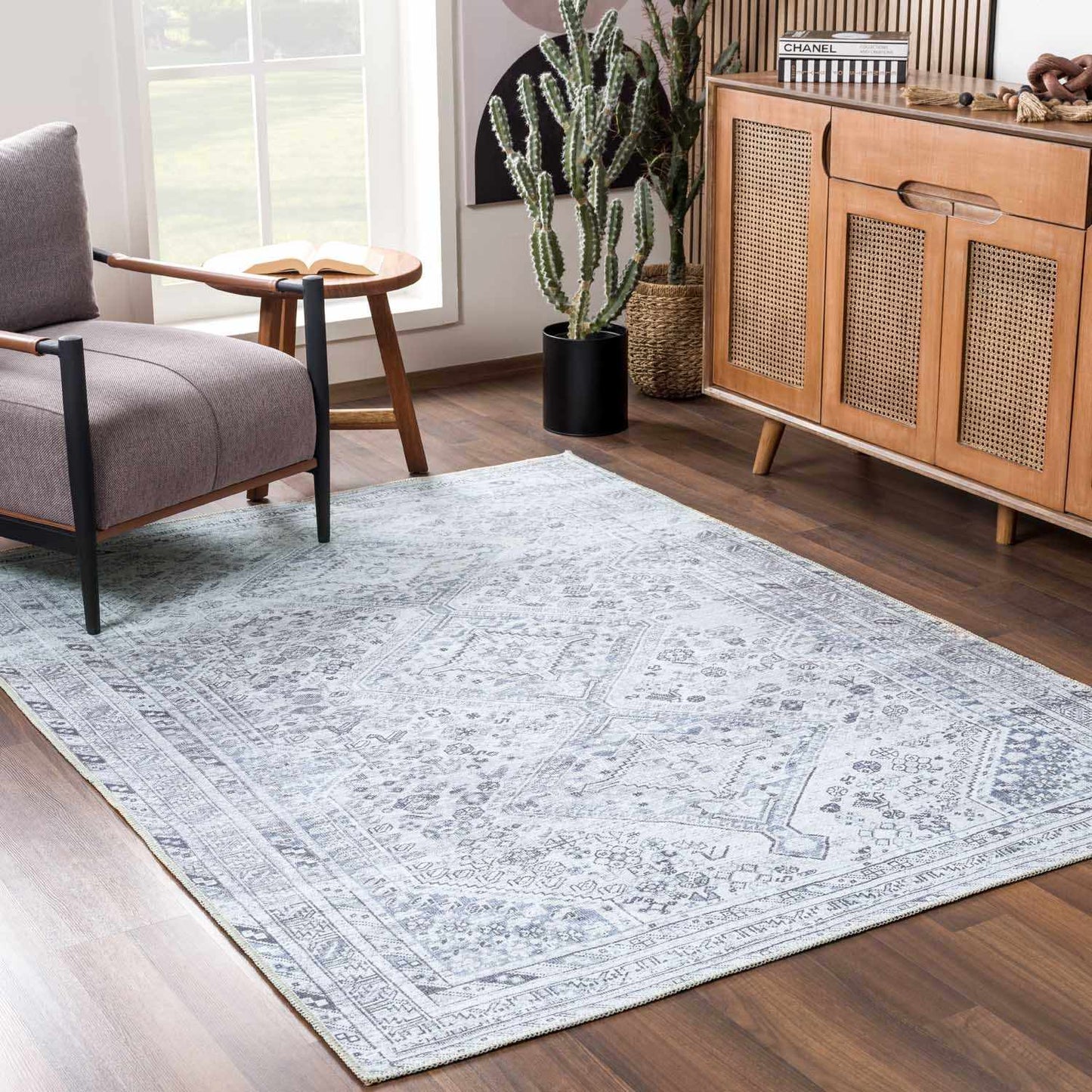 Barny Gray Denim Washable Rug