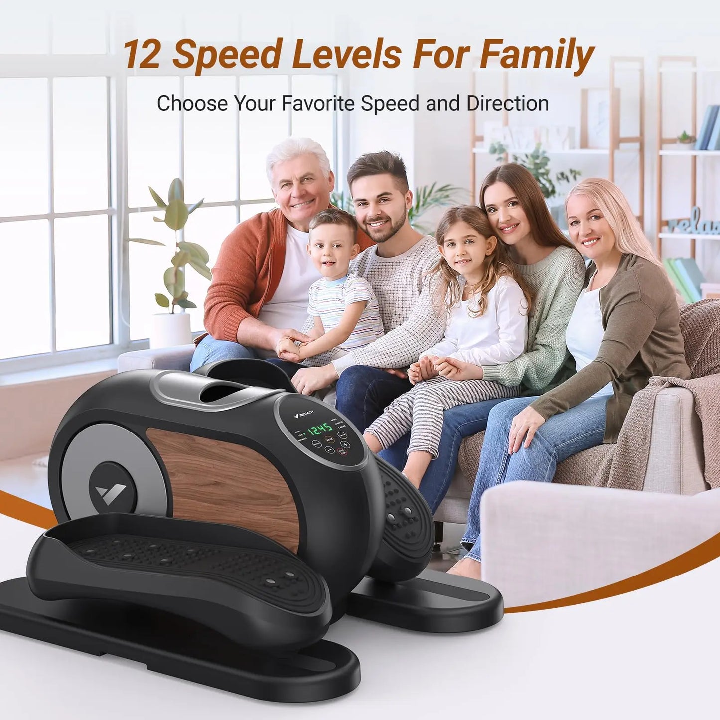 MERACH E32 Luxe Motion Elliptical – Whisper-Quiet Under Desk Trainer with Digital Display & 12-Speed Adaptive Flow