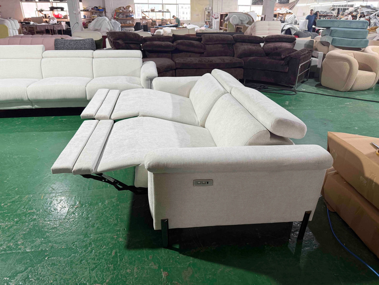 Disen Équilibré Electric Recliner Sofa – Italian Minimalist Dual-Seat Fabric Sofa Bed with Glide Motion & Infinite Positioning