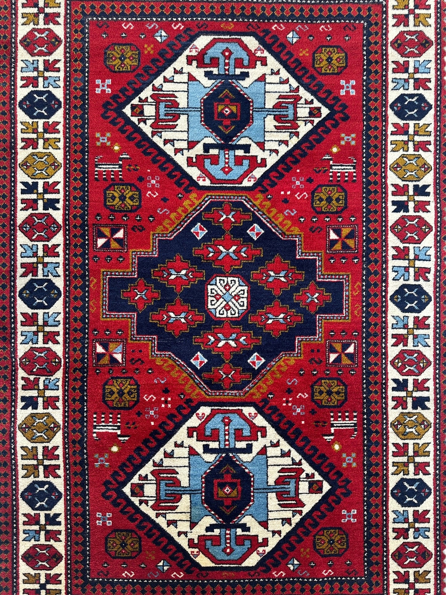 Armenian Yerevan Wool Rug – 4’6” x 6’11” – Hand-Knotted Geometric Design