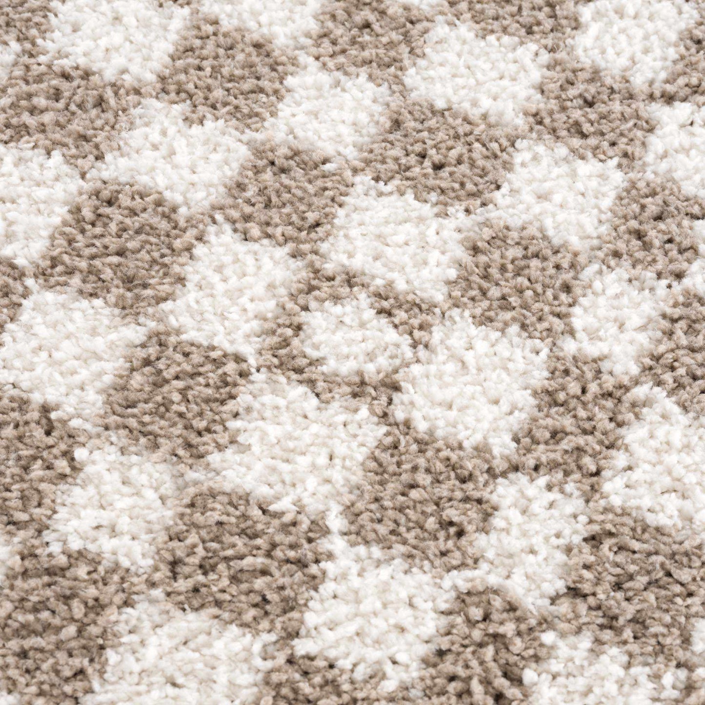 Kieu Taupe Checkered Shag Rug