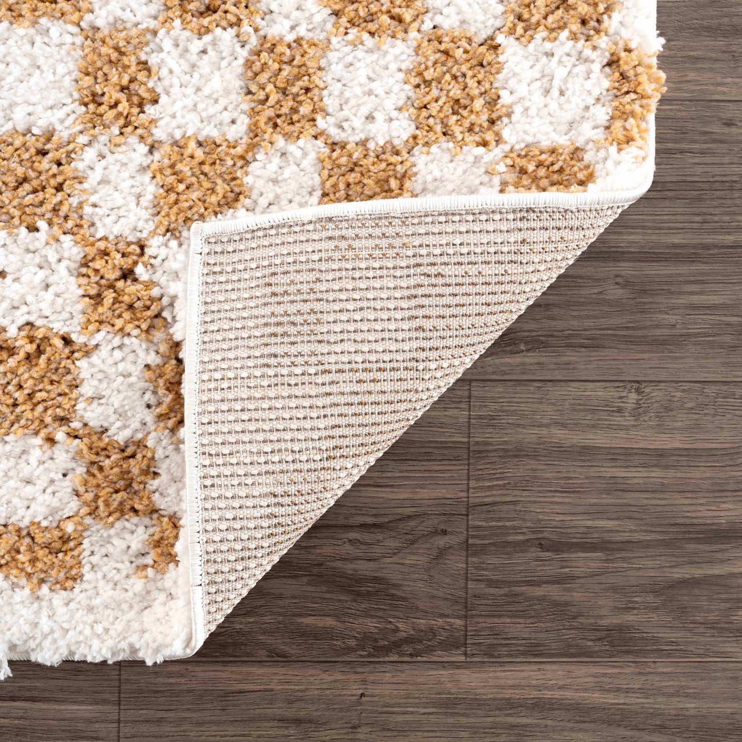 Kieu Mustard & Ivory Checkered Area Rug