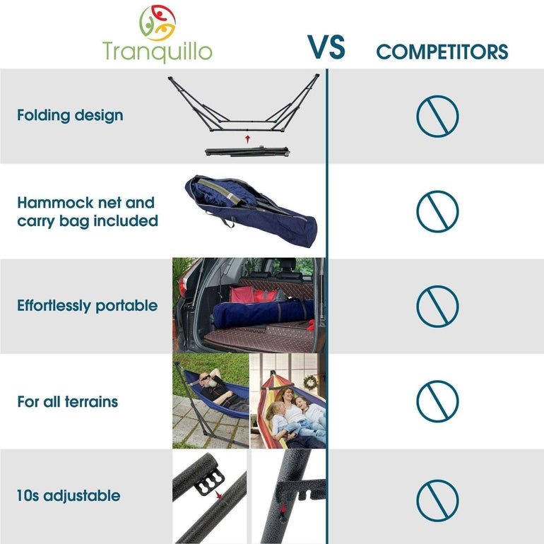 Tranquillo Original Collapsible Hammock with Stand for Ultimate Relaxation