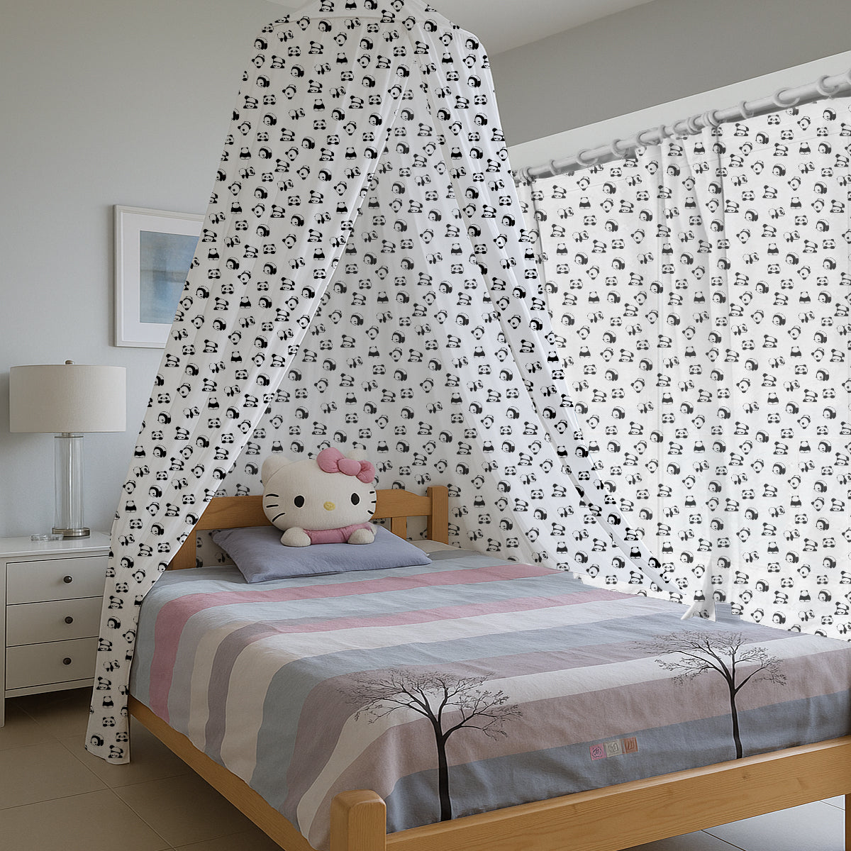 Cute-Panda Printed Canopy