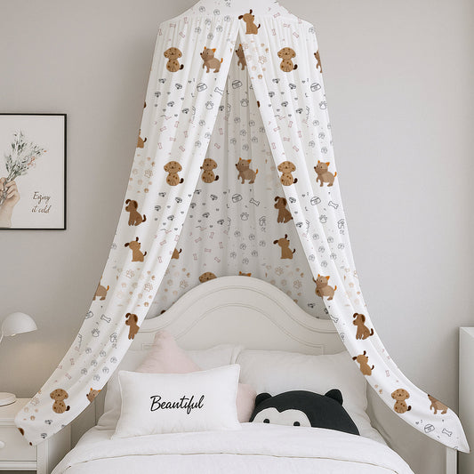 Cute Dogs Paw Bones Printed Canopy