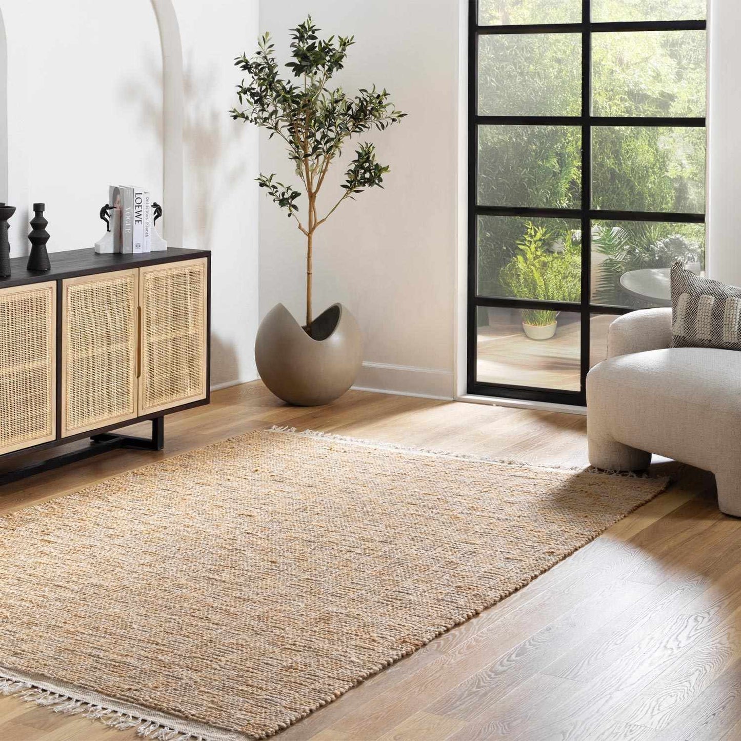 Lonut Checkered Jute Area Rug - Promo