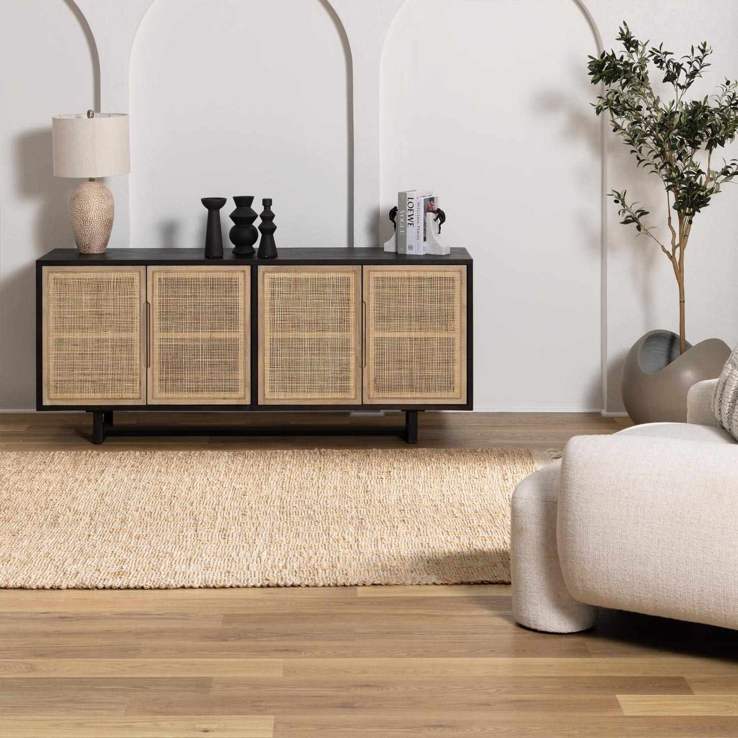 Lonut Checkered Jute Area Rug - Promo