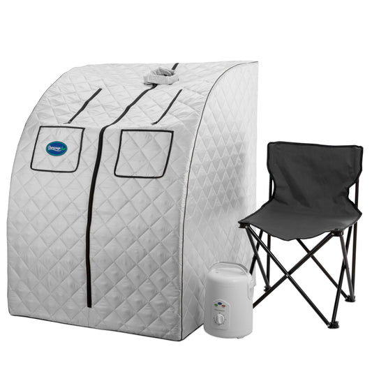 Oversized Portable Steam Sauna for Weight Loss, Detox & Relaxation at Home, Chair Included - Silver
