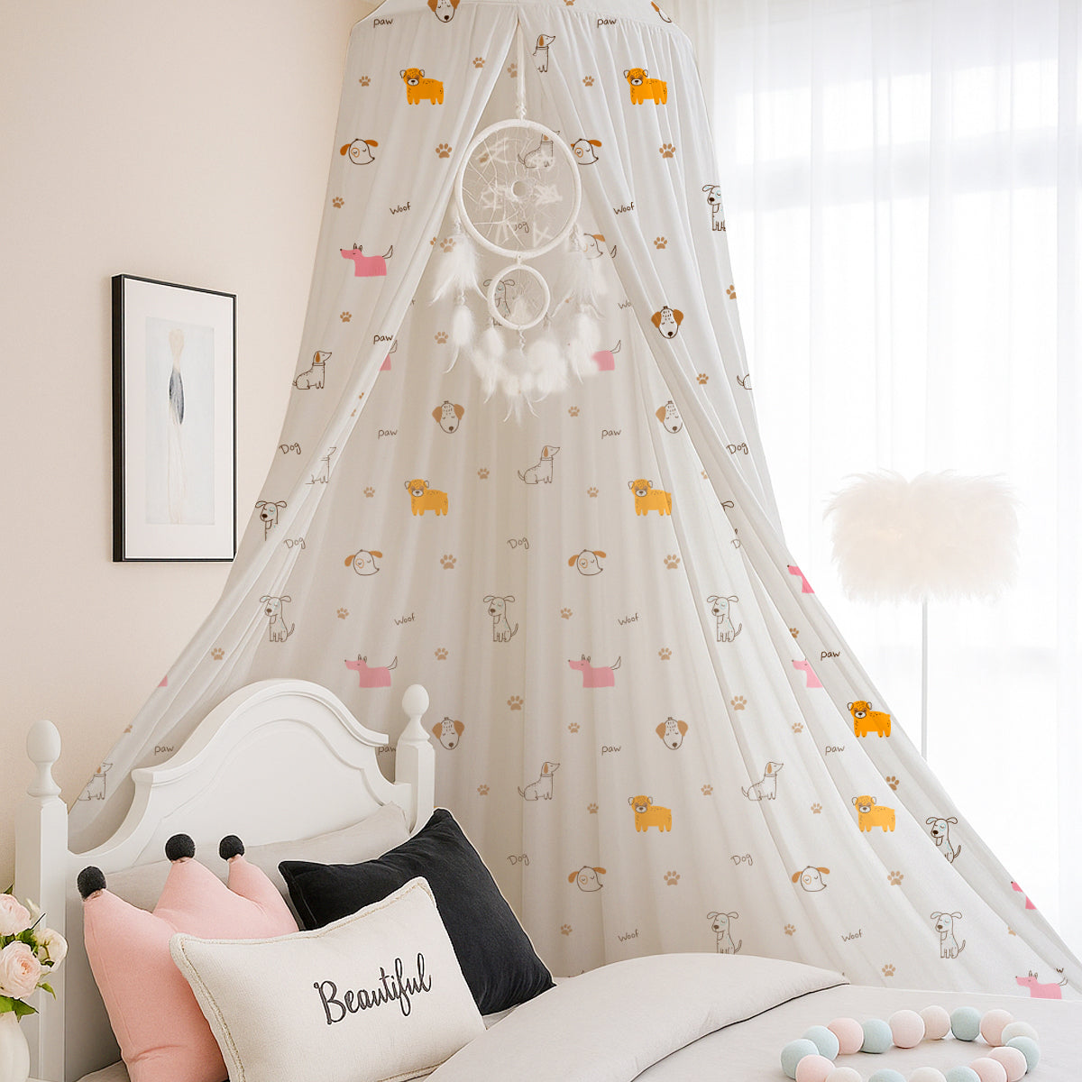 Dog Paw Woof Printed Canopy