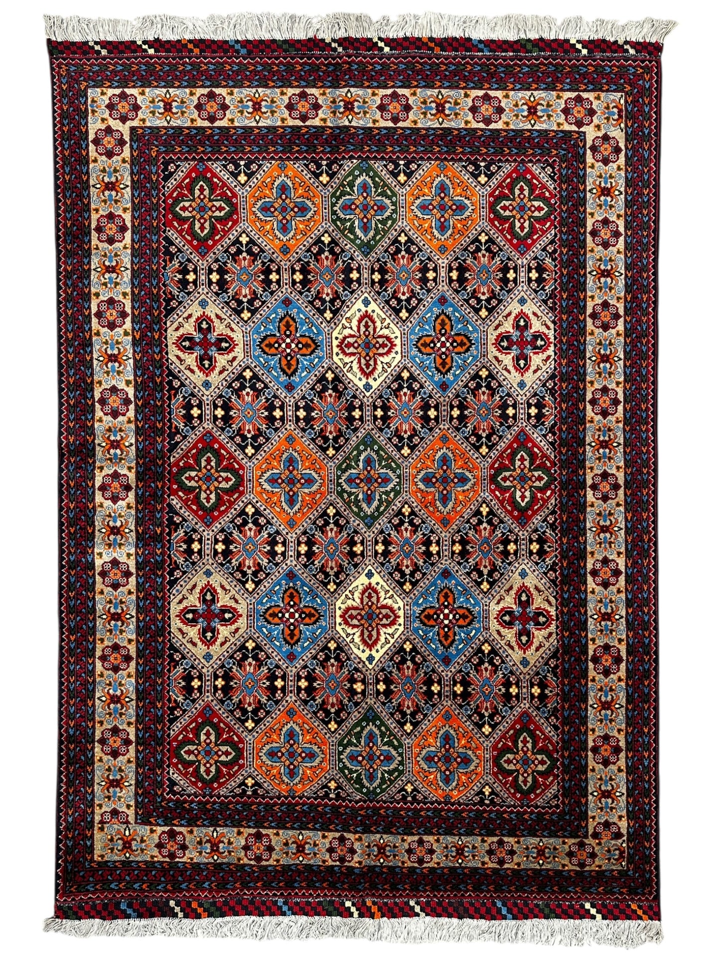 Hand-Knotted Afghani Kashi Wool Rug – 4’9″  x  6’10″