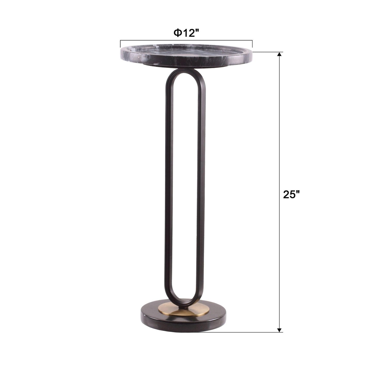 12" Black Round Side Table