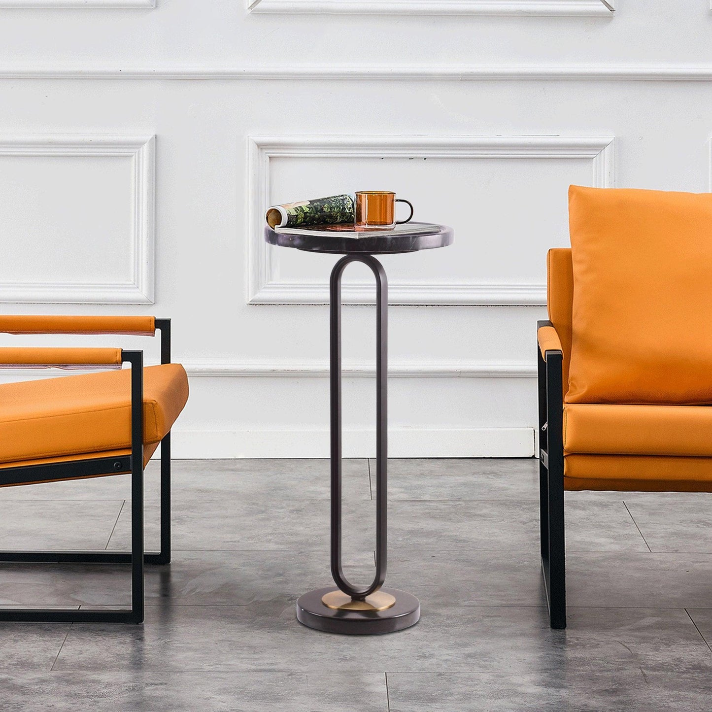 12" Black Round Side Table