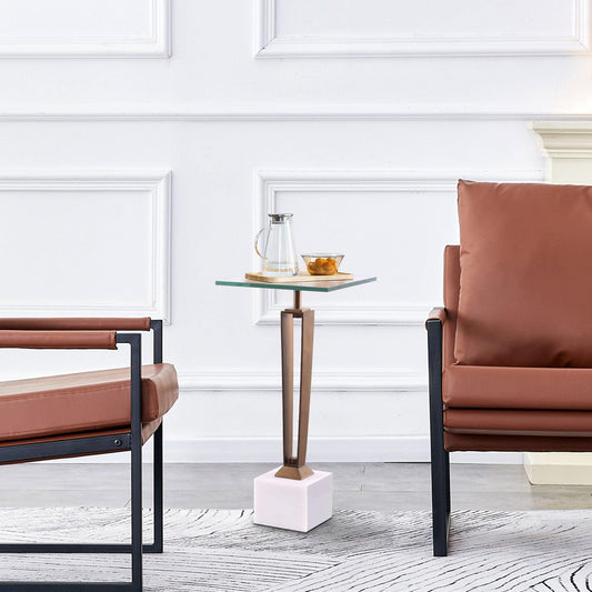 11" Modern Martini Table with White Marble