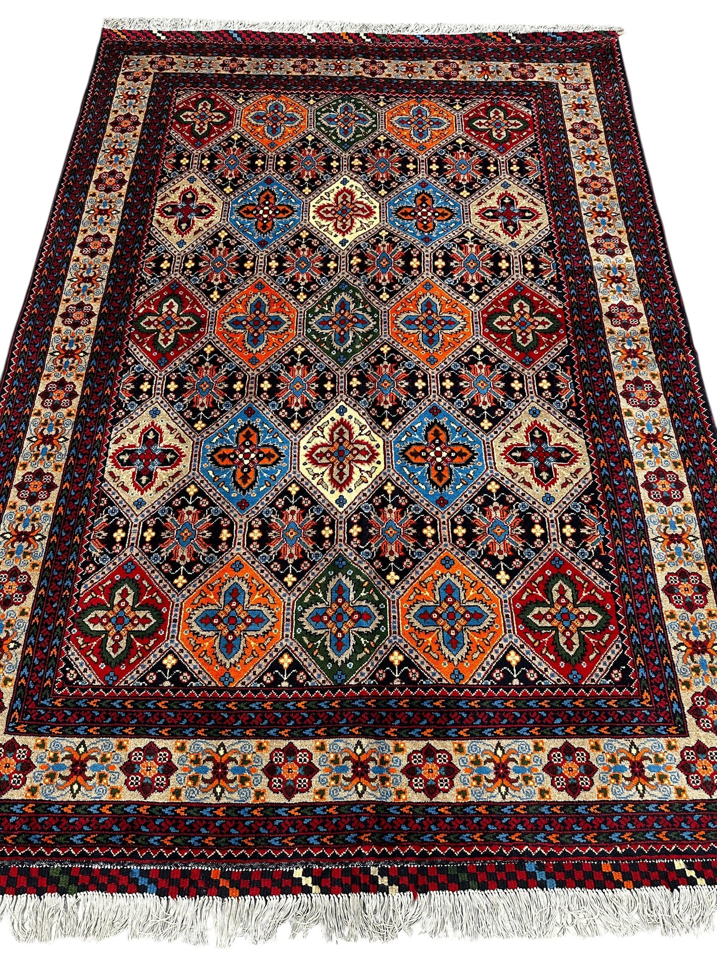 Hand-Knotted Afghani Kashi Wool Rug – 4’9″  x  6’10″