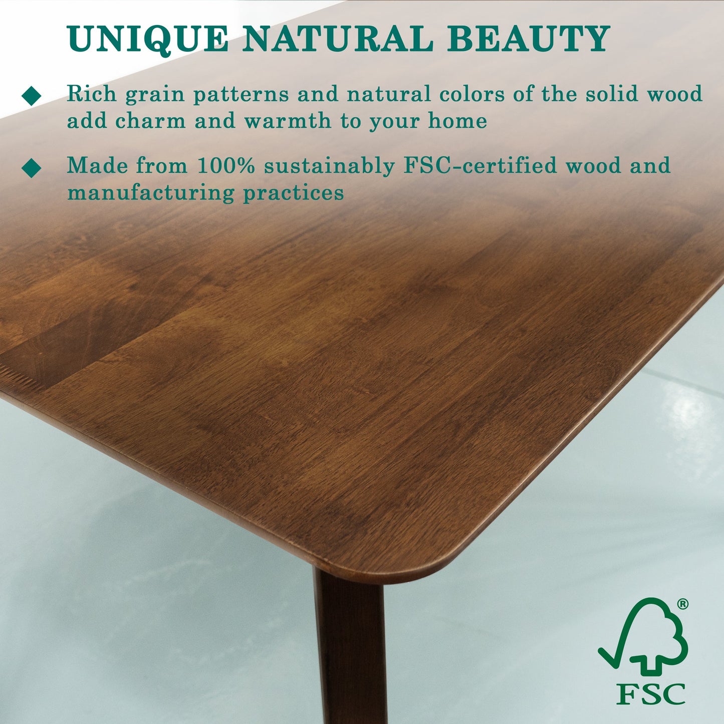 Acacia Verve 48" Solid Wood Dining Table - Ideal Kitchen Table for 4