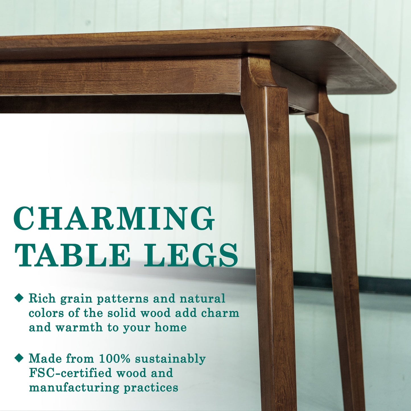 Acacia Verve 48" Solid Wood Dining Table - Ideal Kitchen Table for 4