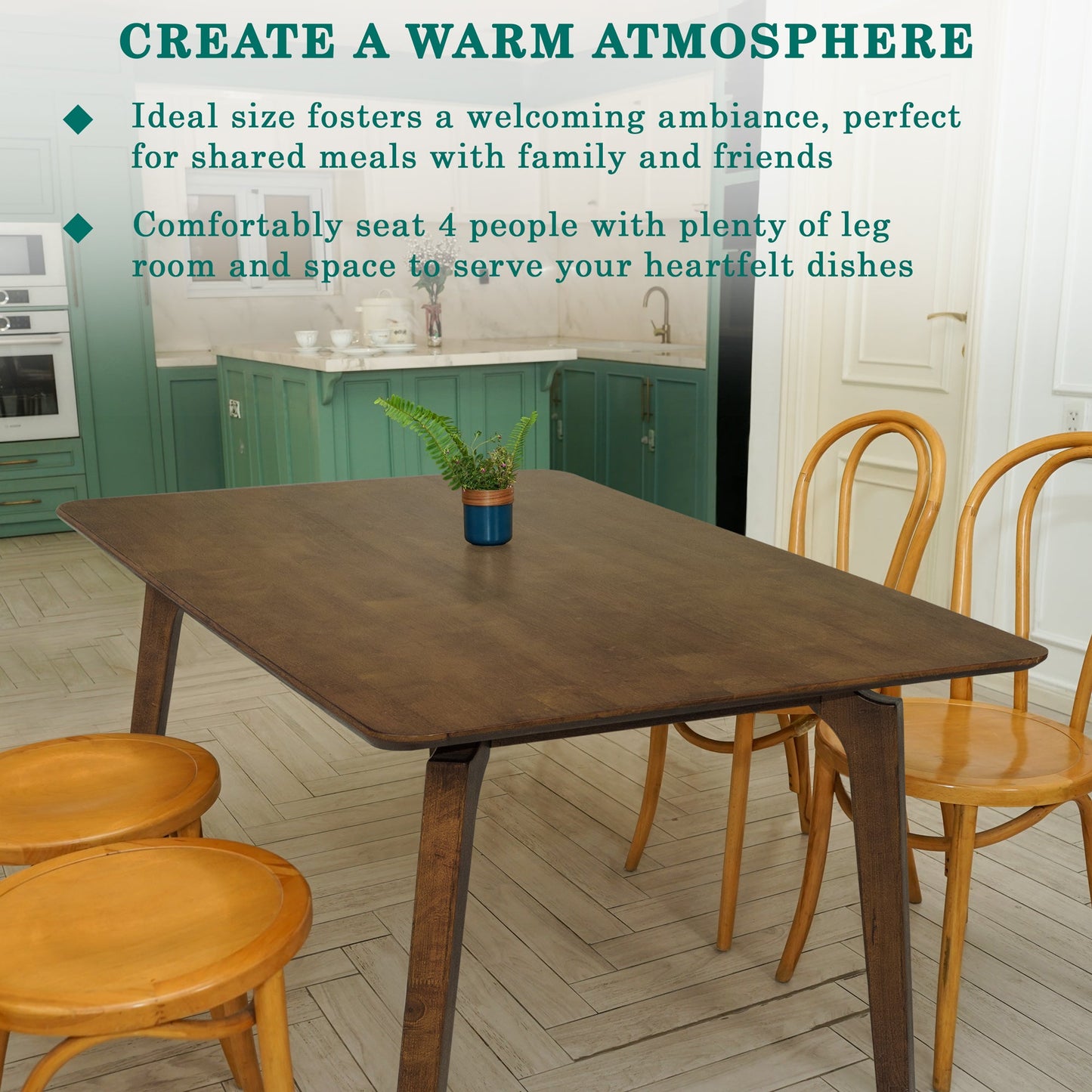 Acacia Verve 48" Solid Wood Dining Table - Ideal Kitchen Table for 4