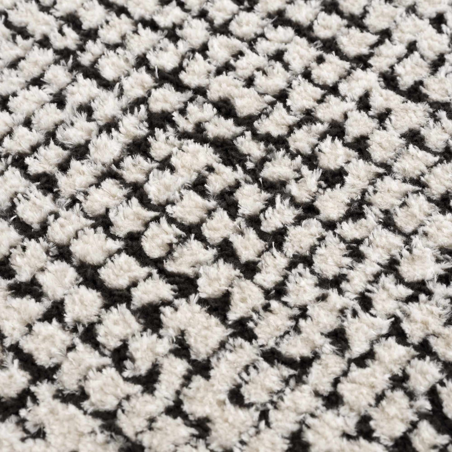 Keita Cream & Black Grid Plush Rug