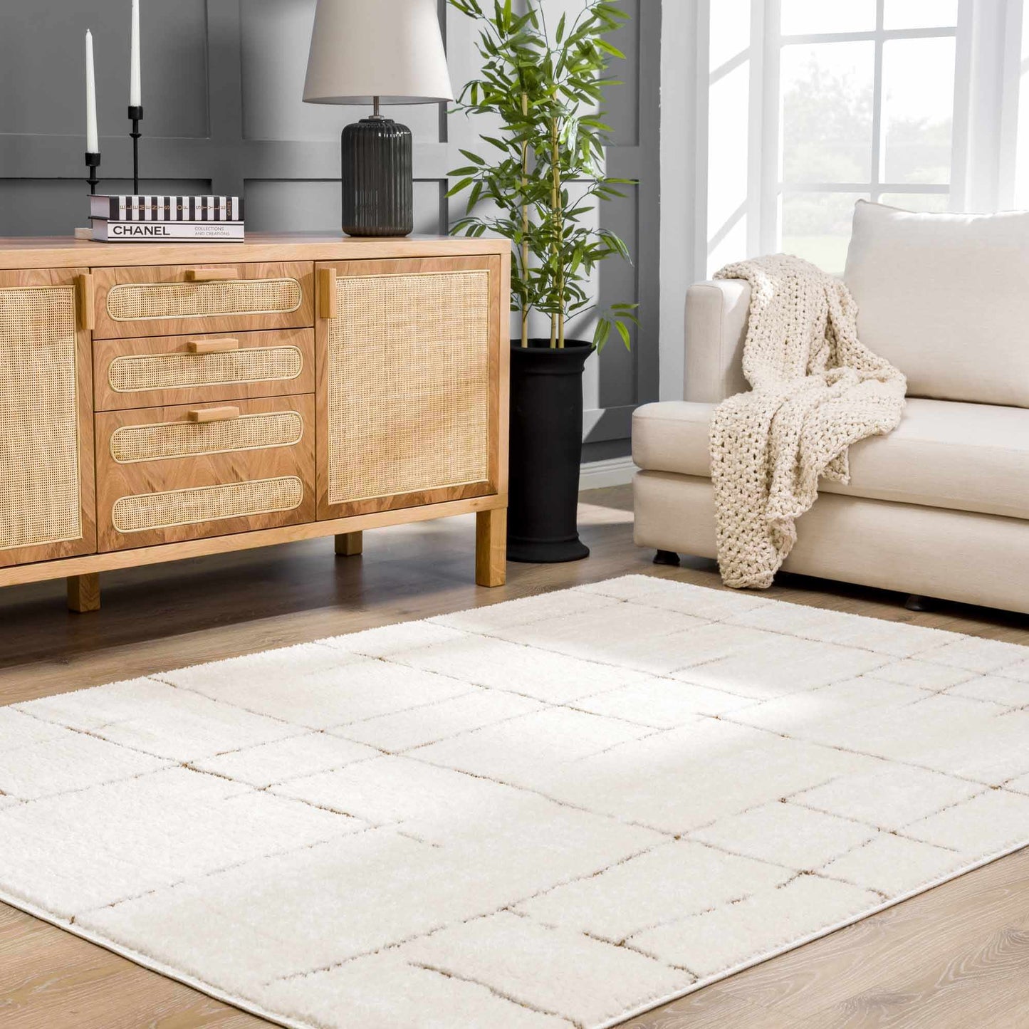 Koume Ivory & Brown Area Rug