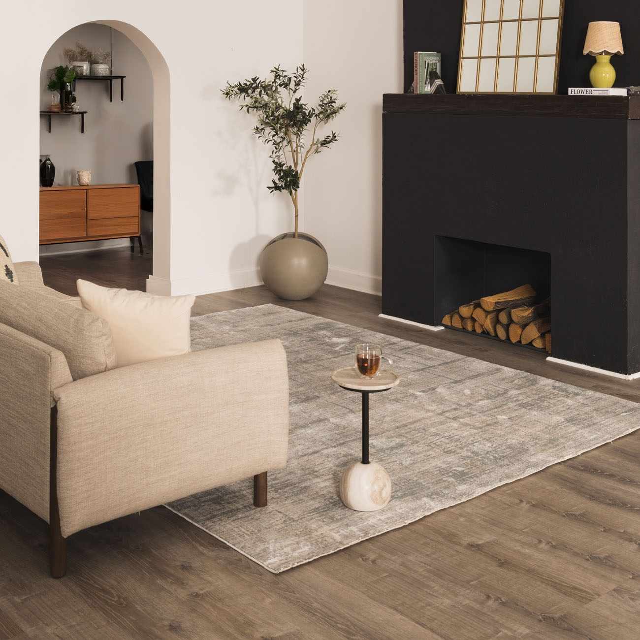 Fallin Gray Abstract Striped Luxe Rug