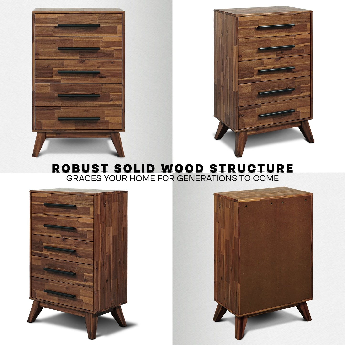 Acacia Linea Solid Wood Dresser for Timeless Elegance