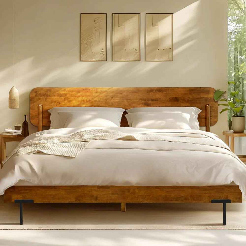Frida Deluxe Solid Wood Bed Frame - Premium Quality Craftsmanship and Timeless Elegance