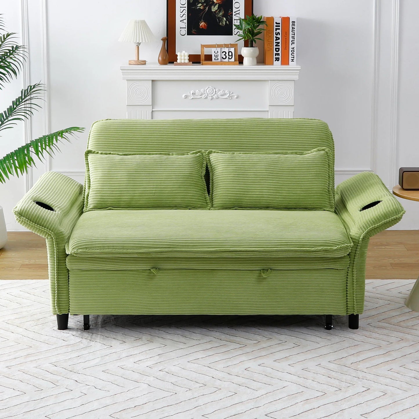 The Étoile Striped Convertible Sofa Bed — 65.7” Modern Elegance With Adaptive Comfort