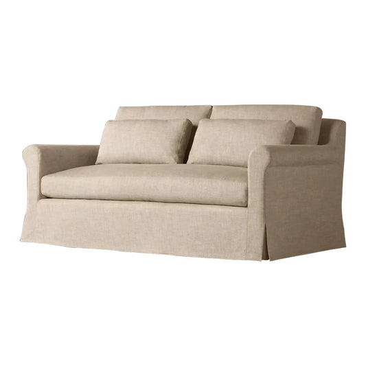 Domira Élan Vintage Linen Sofa – Fully Washable Art-Retro Cream Tufted Custom Corner Sofa (Single / Double / Triple)
