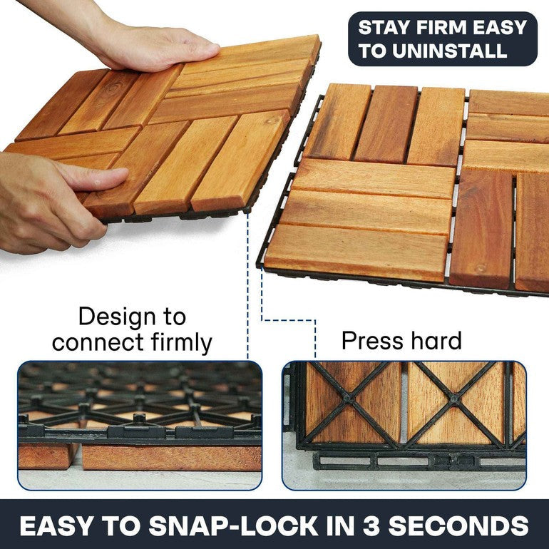 Tranquillo Set 10 Solid Wood Premium Deck Tiles for Stylish Outdoor Spaces