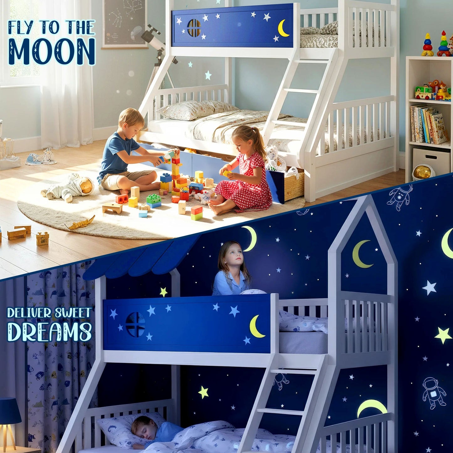 Moonlight Kid Bunk Bed - Stylish and Space-Saving Bunk Bed for Kids