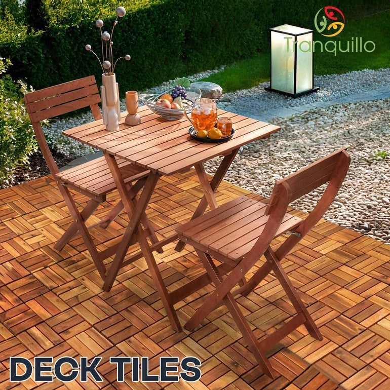 Tranquillo Set 10 Solid Wood Premium Deck Tiles for Stylish Outdoor Spaces