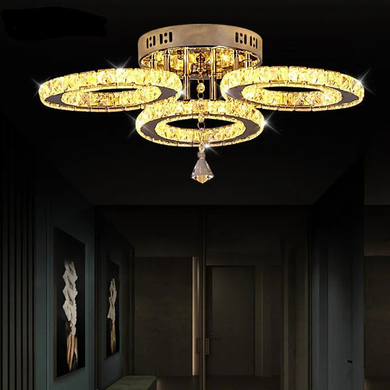 Astralis K9 Crystal LED Chandelier – Polished Chrome Ceiling Light for Modern Living Spaces