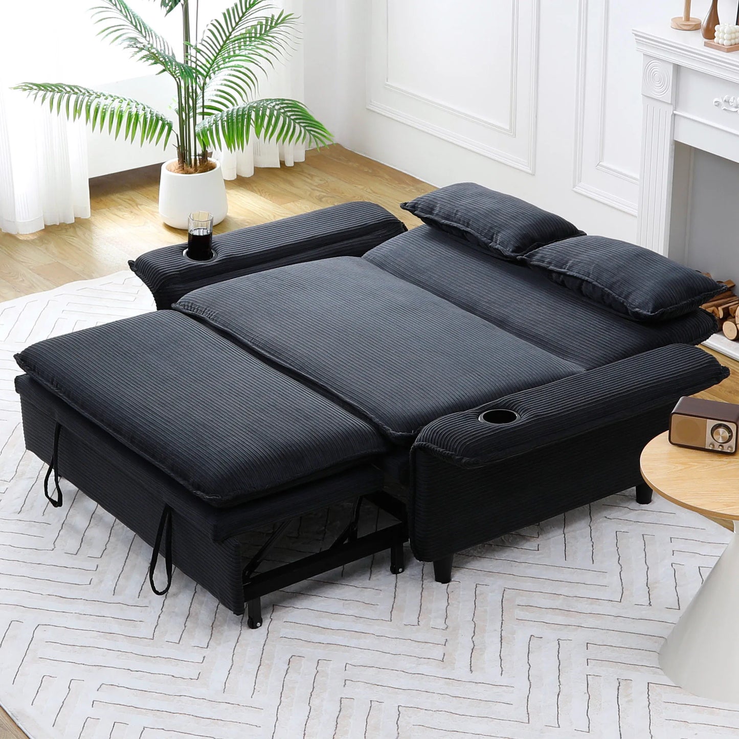 The Étoile Striped Convertible Sofa Bed — 65.7” Modern Elegance With Adaptive Comfort