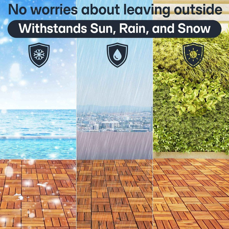 Tranquillo Set 10 Solid Wood Premium Deck Tiles for Stylish Outdoor Spaces