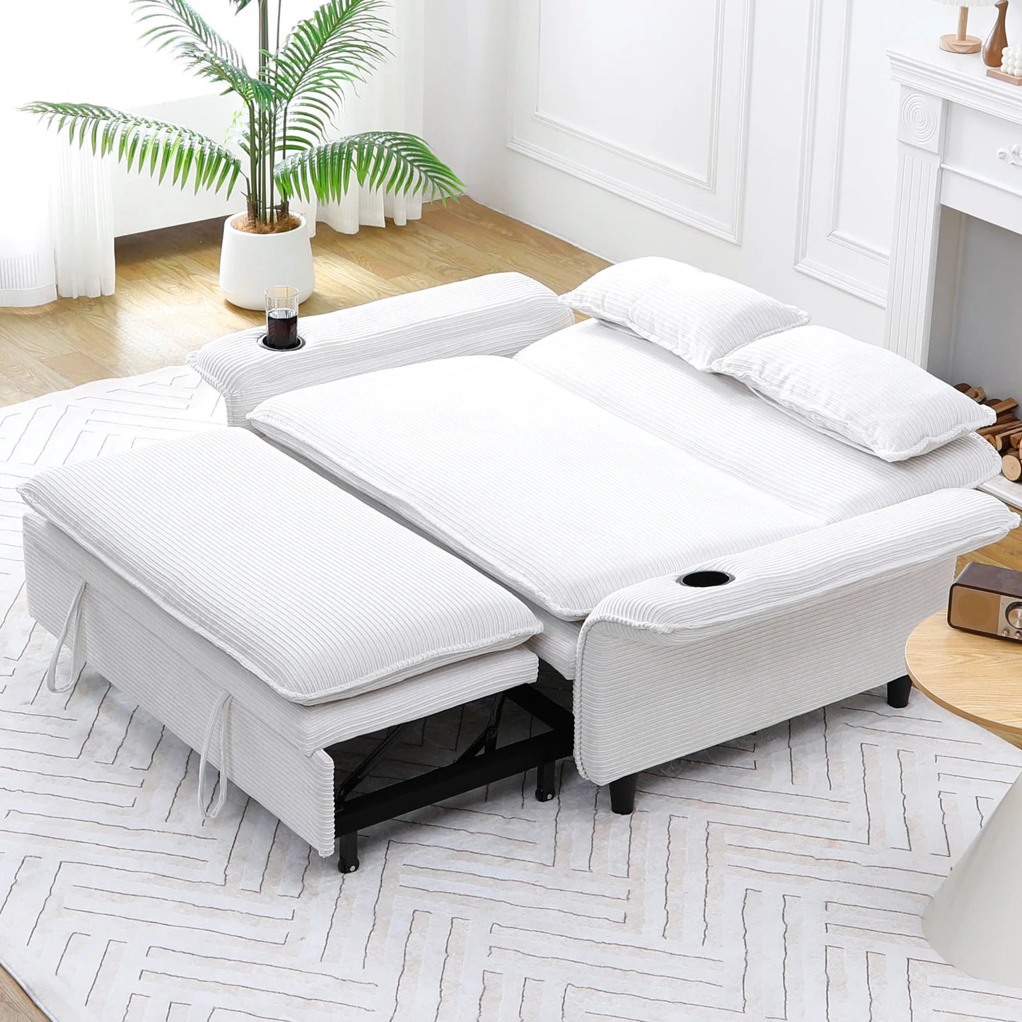The Étoile Striped Convertible Sofa Bed — 65.7” Modern Elegance With Adaptive Comfort