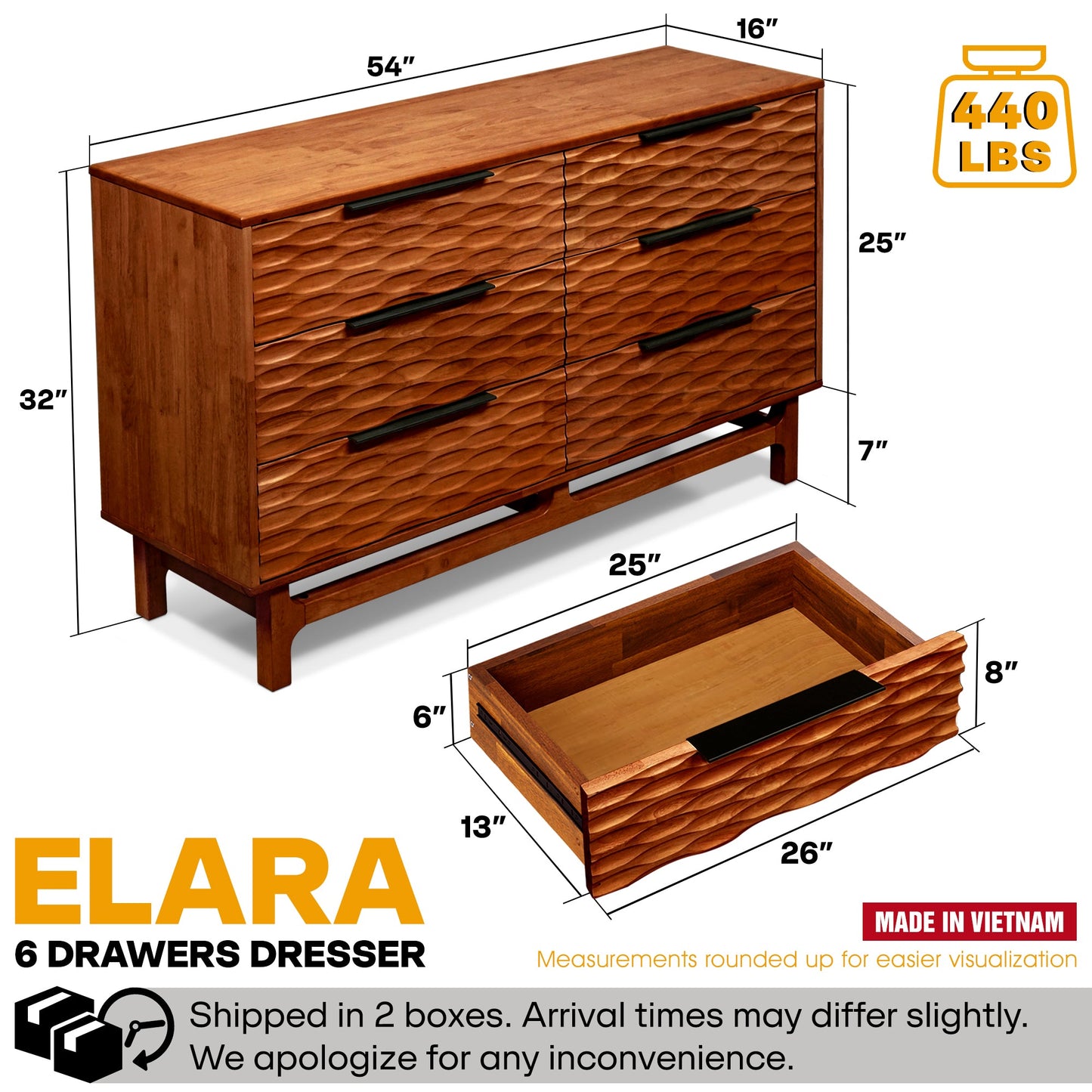 Acacia Elara Dresser with 6 Drawers for Stylish Storage Solutions